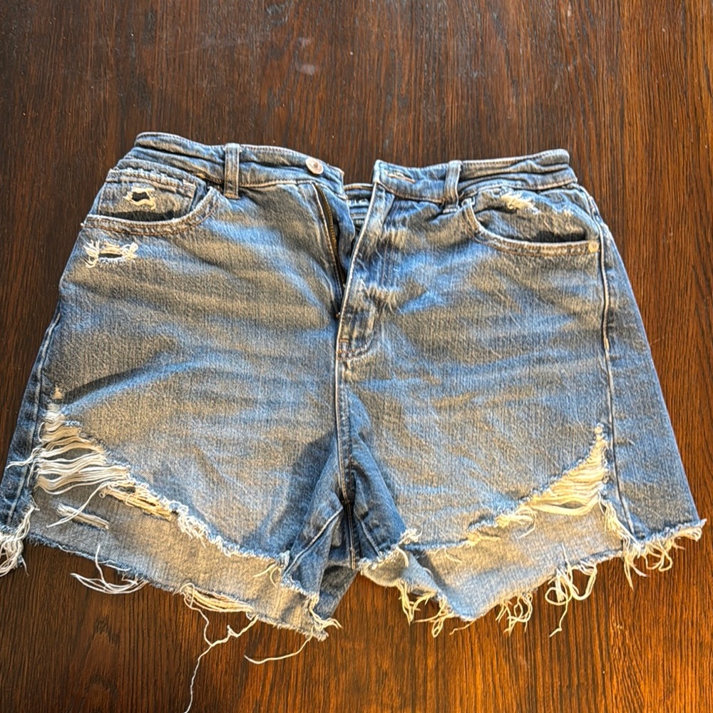 American Eagle Comfort Stretch Jean Shorts High Rise Mom Size 10